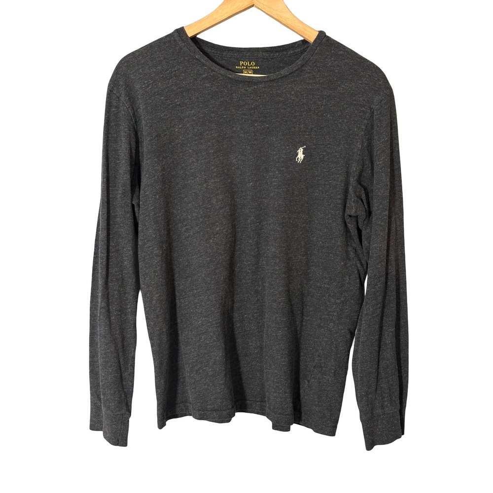 Polo Ralph Lauren Mens Medium Gray Cotton Long Sleeve Pony Logo T-Shirt